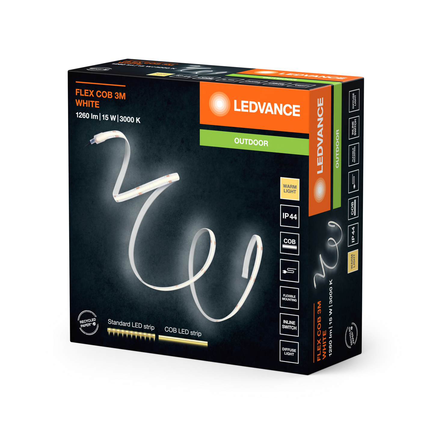 Led-valonauha LEDVANCE Flex COB IP44 3m 15W 3000K 1100lm