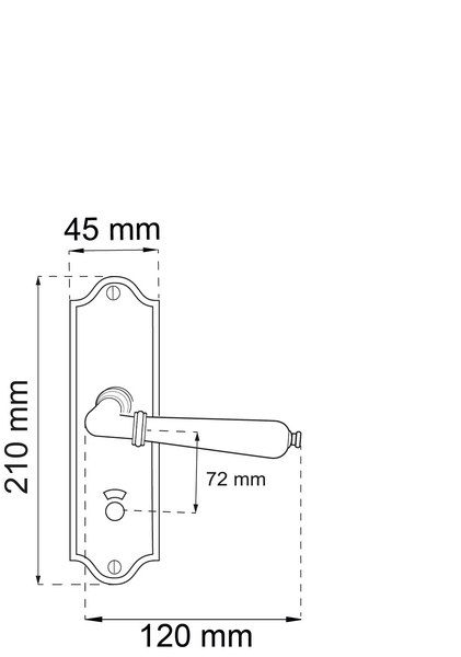 DÖRRHANDTAG HABO MADRID L SKYLT WC SVART-KROM SB