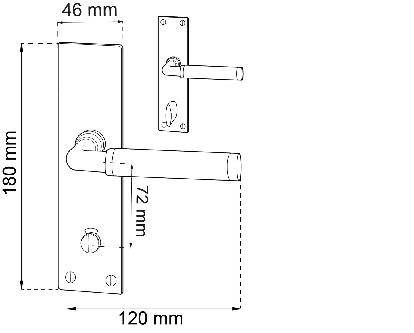 DÖRRHANDTAG HABO 383 L SKYLT WC SVART-KROM SB