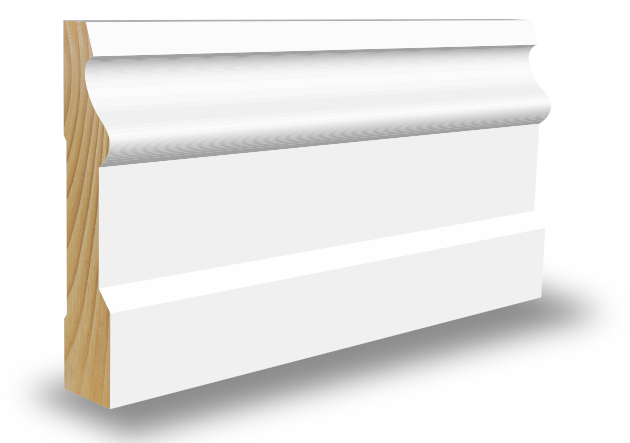 Gulvlist profilert CW233 furu 15x70x4400 hvit