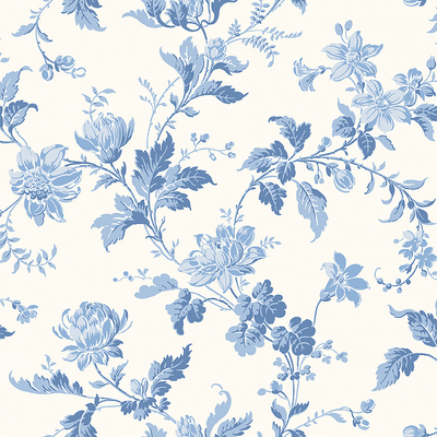 Kuitutapetti Boråstapeter Blue & White 6146 Blomslinga 10,05m