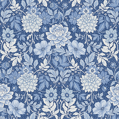Kuitutapetti Boråstapeter Blue & White 6141 Dahlia Garden 10,05m