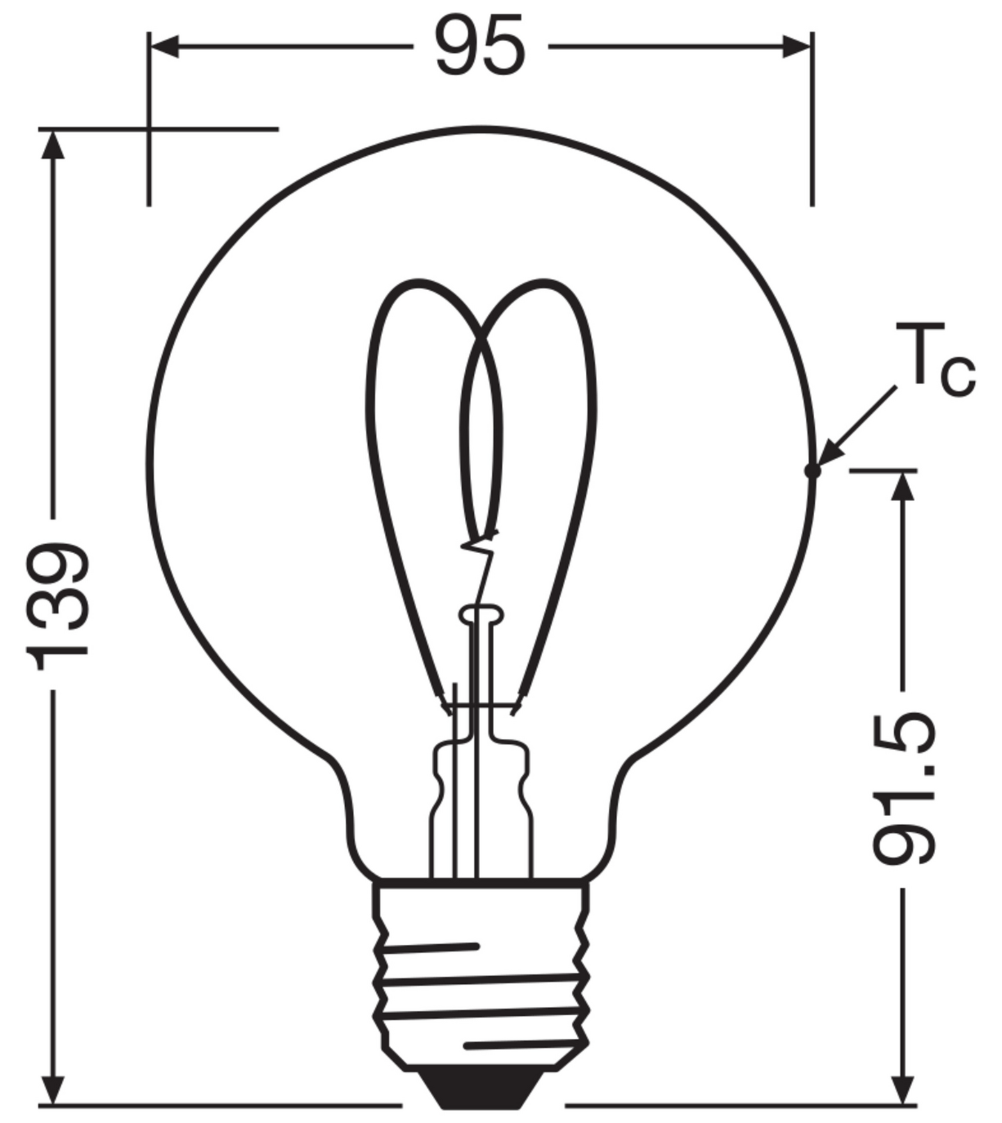 Sisustuslamppu OSRAM Vintage 1906 Globe 95 E27 806lm 2200K Heart himmennettävä