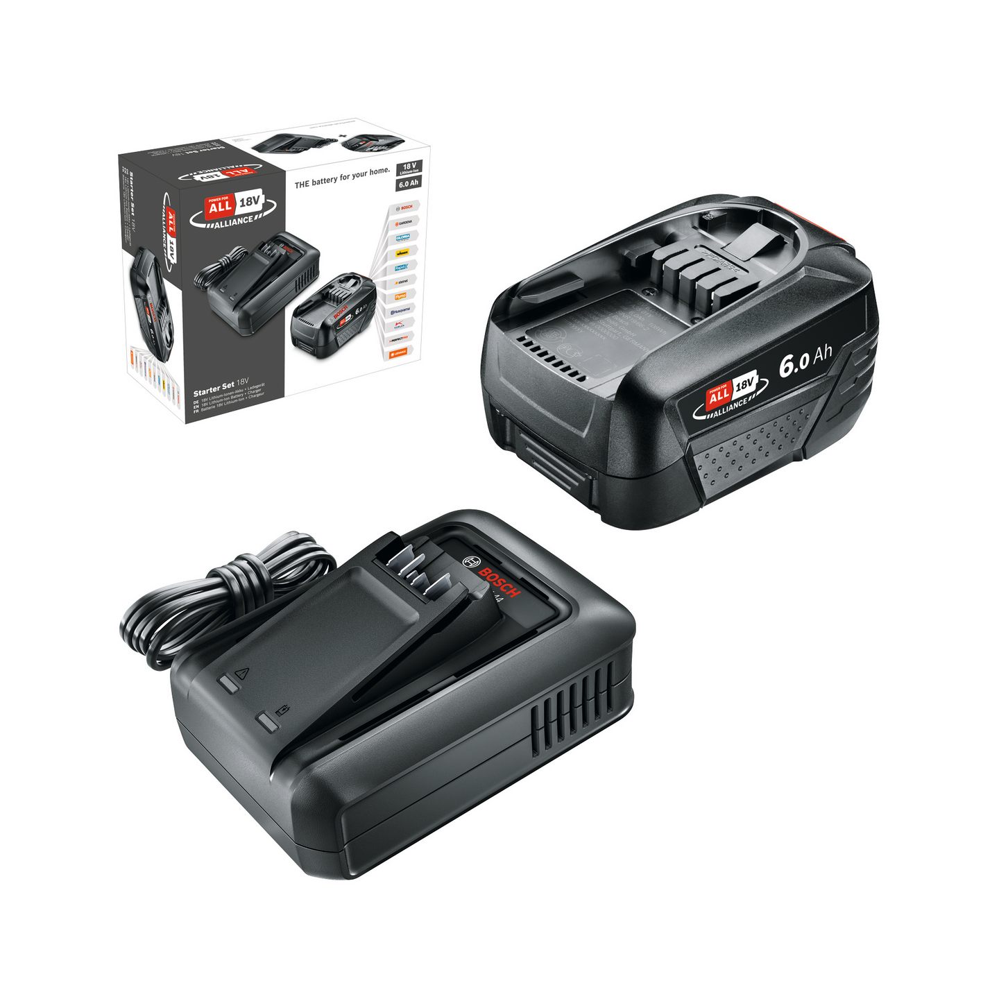 Akku ja laturi Bosch 18V LI 1x6,0Ah + AL 18V-44
