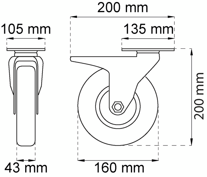 CONTAINERHJUL HABO 5816 BROMS D160MM SVART
