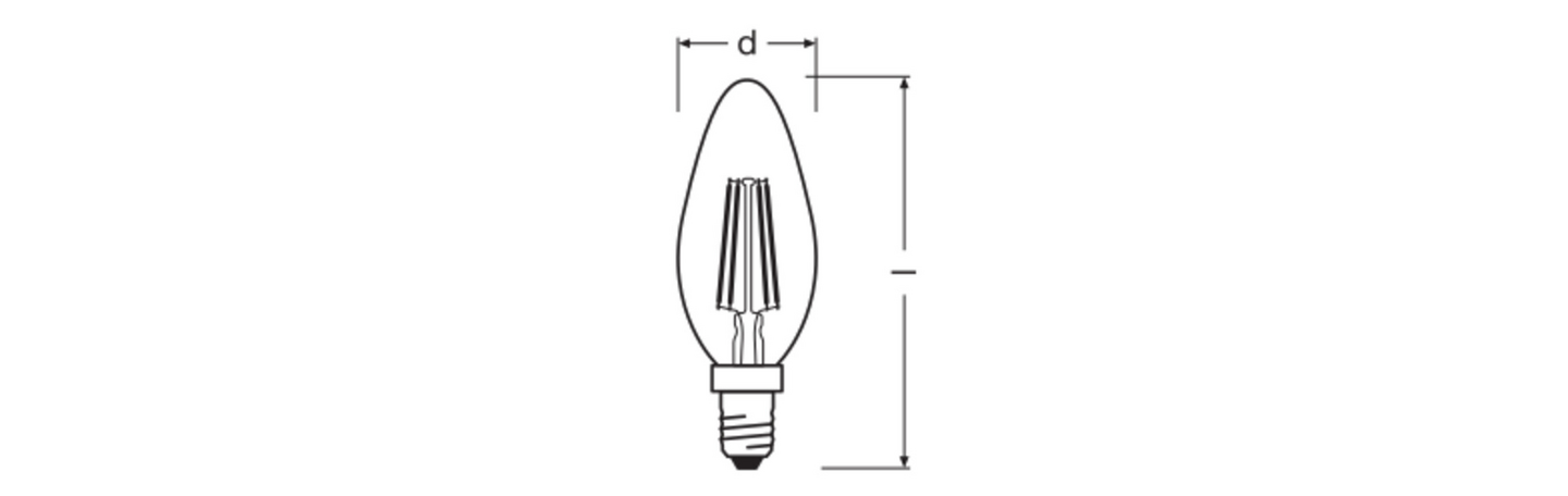 Kynttilälamppu OSRAM Energy Efficiency CLB E14 250lm 2700K kirkas lasi