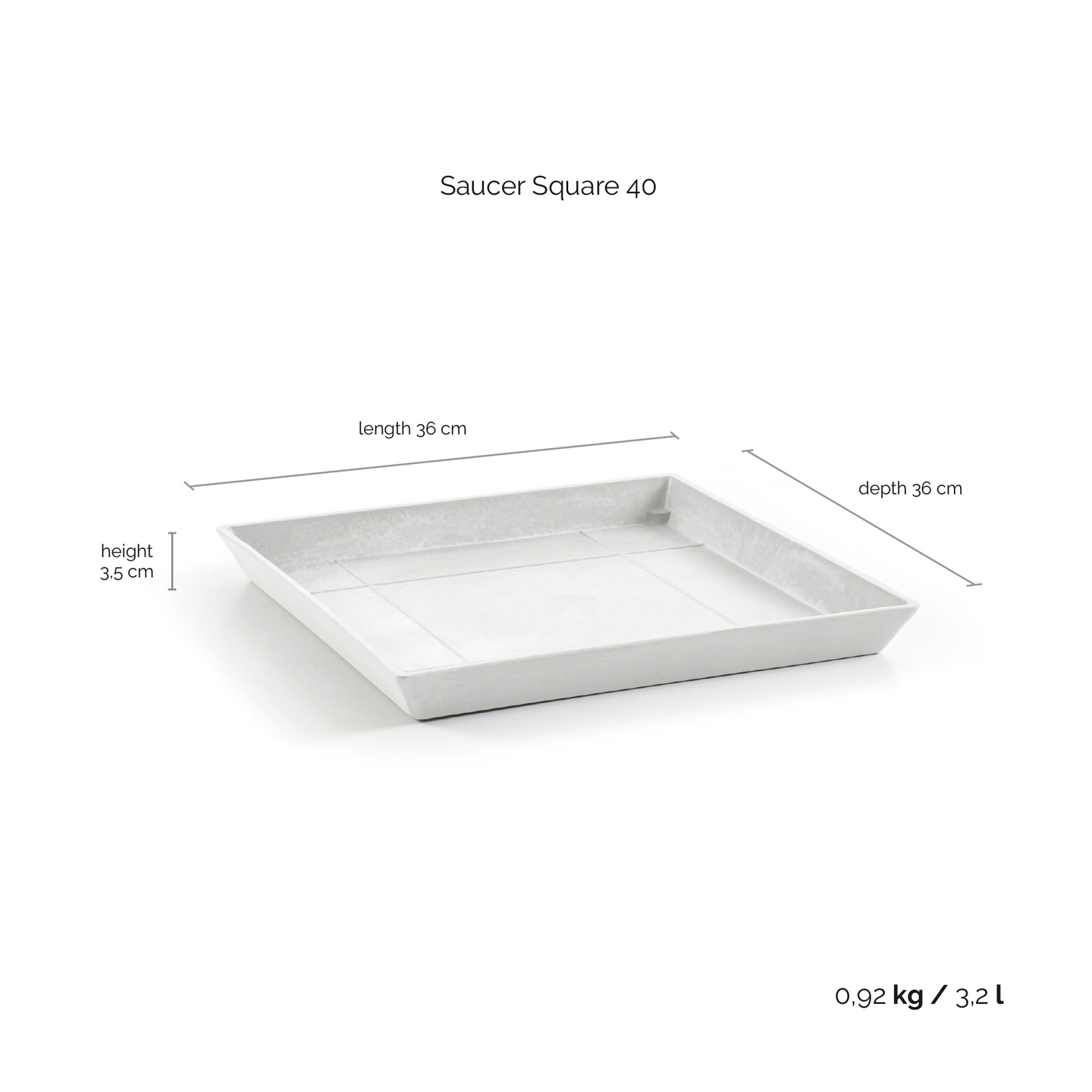 Aluslautanen Ecopots Rotterdam 40cm valkoinen