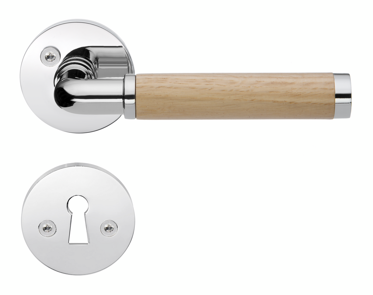 Sisäovenpainike Beslagsboden B843EKN kiiltävä kromi/tammi