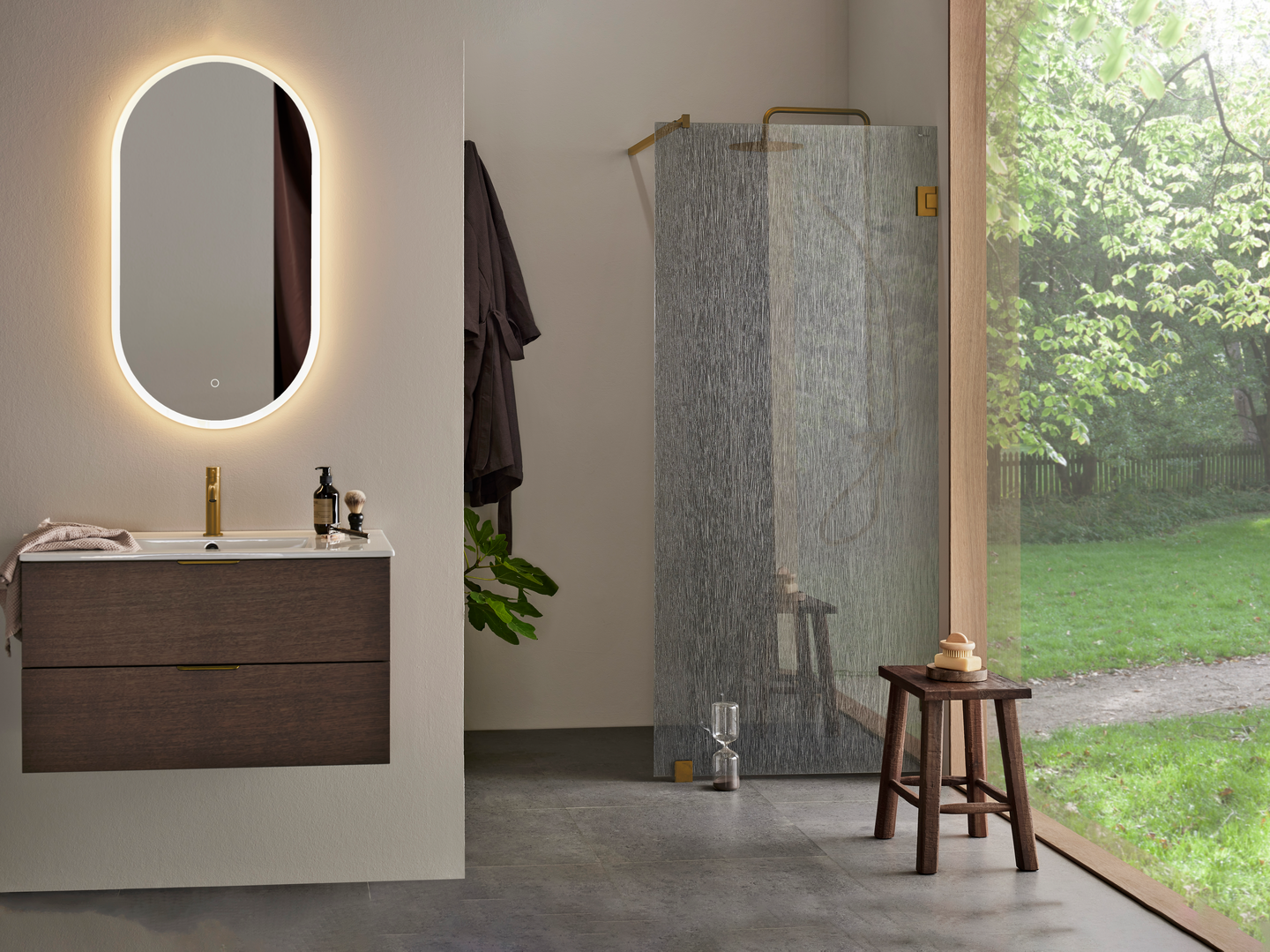 DUSCHVÄGG HAFA INFINITY LACE 90 MÄSSING