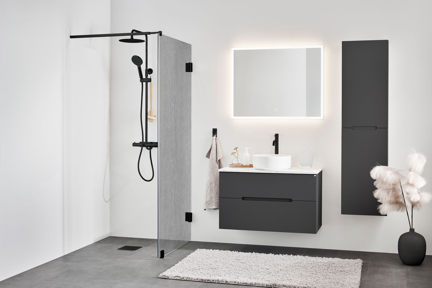 DUSCHVÄGG HAFA INFINITY LACE 80 SVART