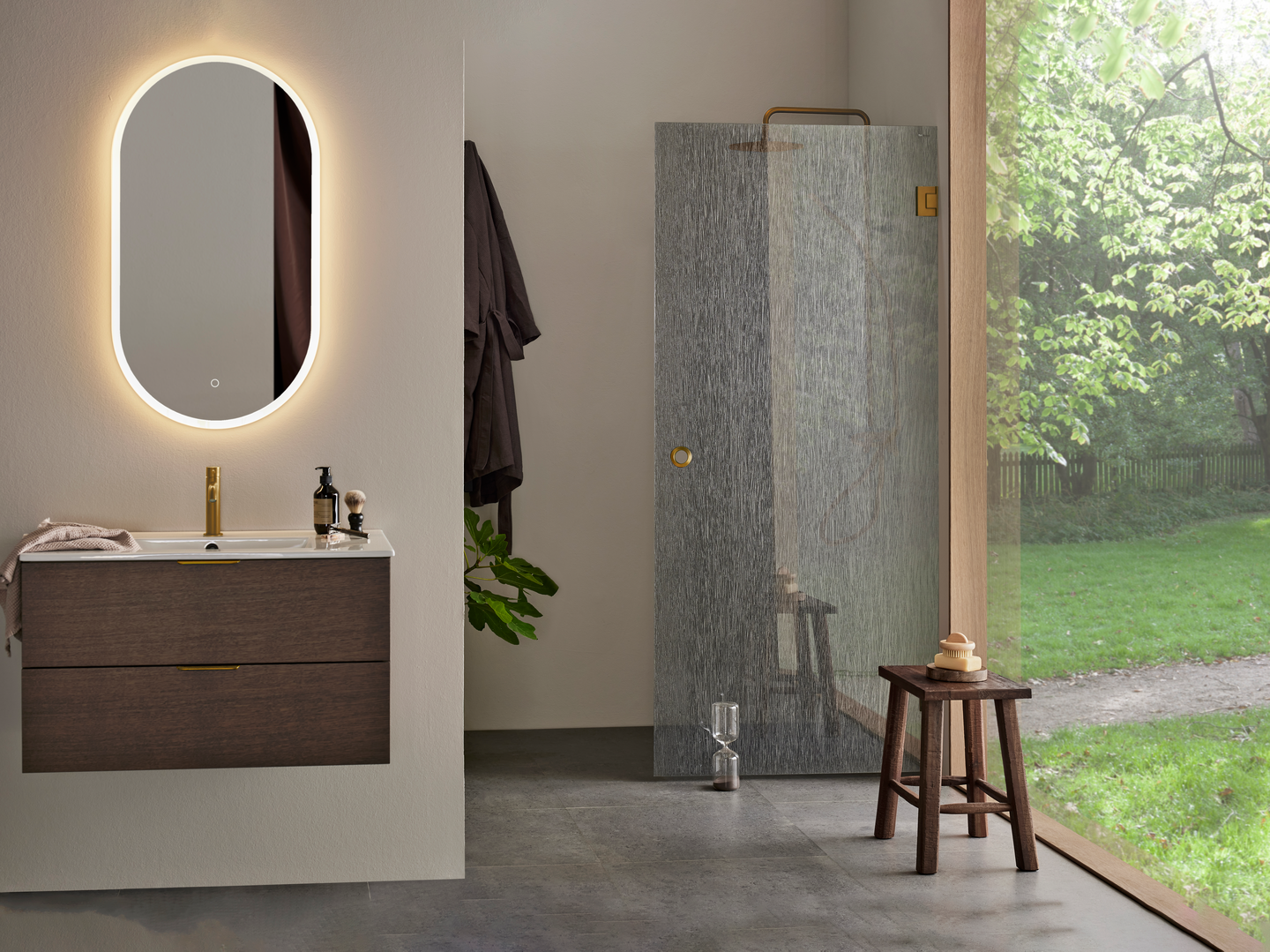 DUSCHDÖRR HAFA INFINITY LACE 80 MÄSSING