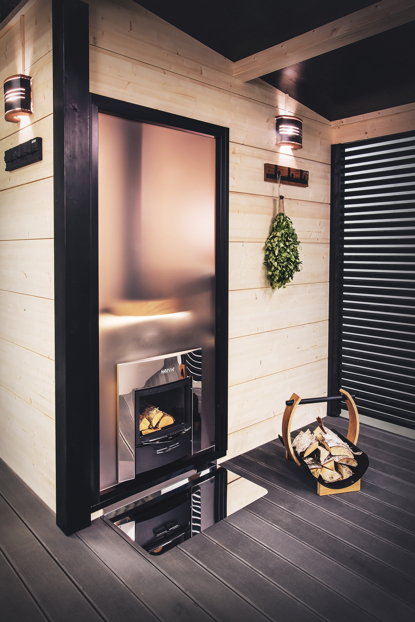 Lasiseinä Harvia Duo 9x21 musta karmi