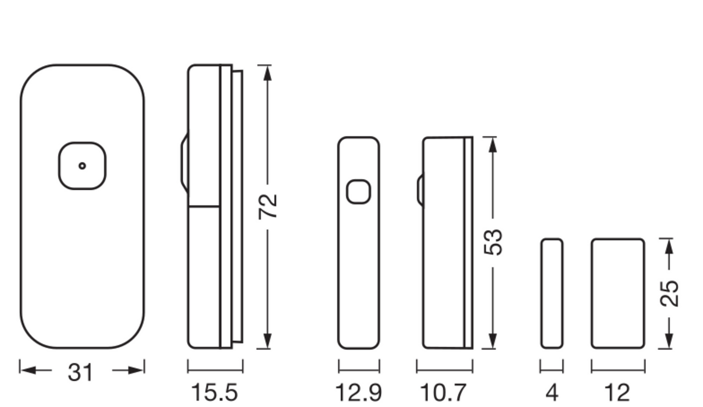 Ovitunnistin LEDVANCE SMART+ WiFi Contact Sensor USB-C ladattava valkoinen