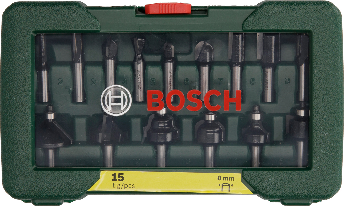 FRÄSSTÅLSET BOSCH HM 8MM SKAF 15DELA