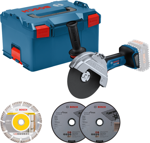 VINKELSLIP BOSCH GWS 18V-180 P SOLO, L-BOXX