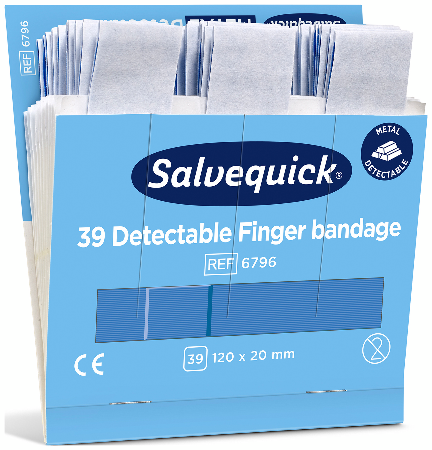 Muovilaastari Salvequick sininen erikoispitkä 120mm 6 x 39kpl