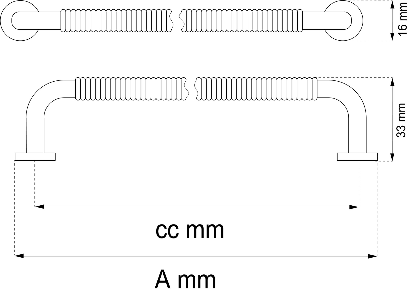 LÅDHANDTAG HABO VERA SVART CC96MM, 2ST