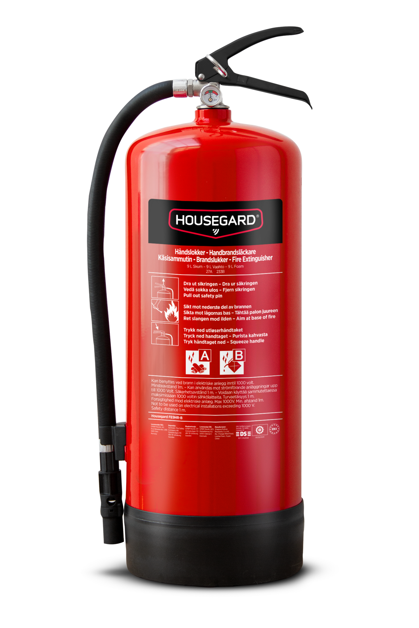 Vaahtosammutin Housegard pfas-vapaa 9l fe9hr-b 34a 183b