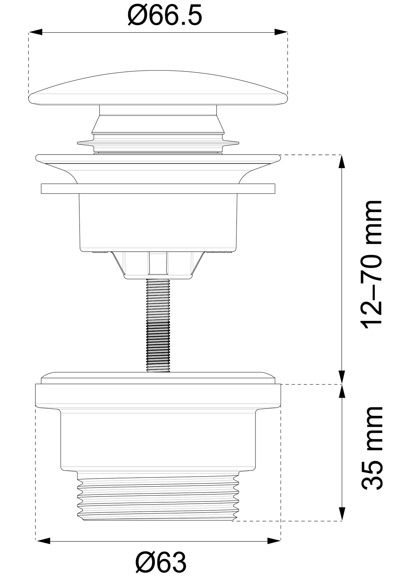BOTTENVENTIL HABO POP UP KROM