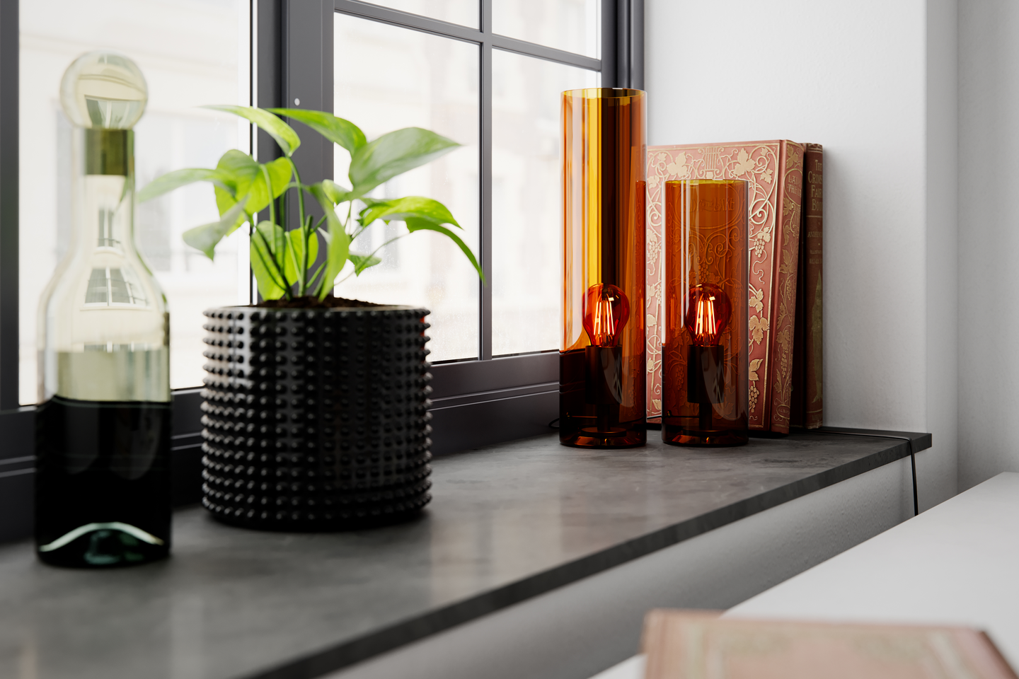 Pöytävalaisin By Rydens Flake 30 cm konjakki