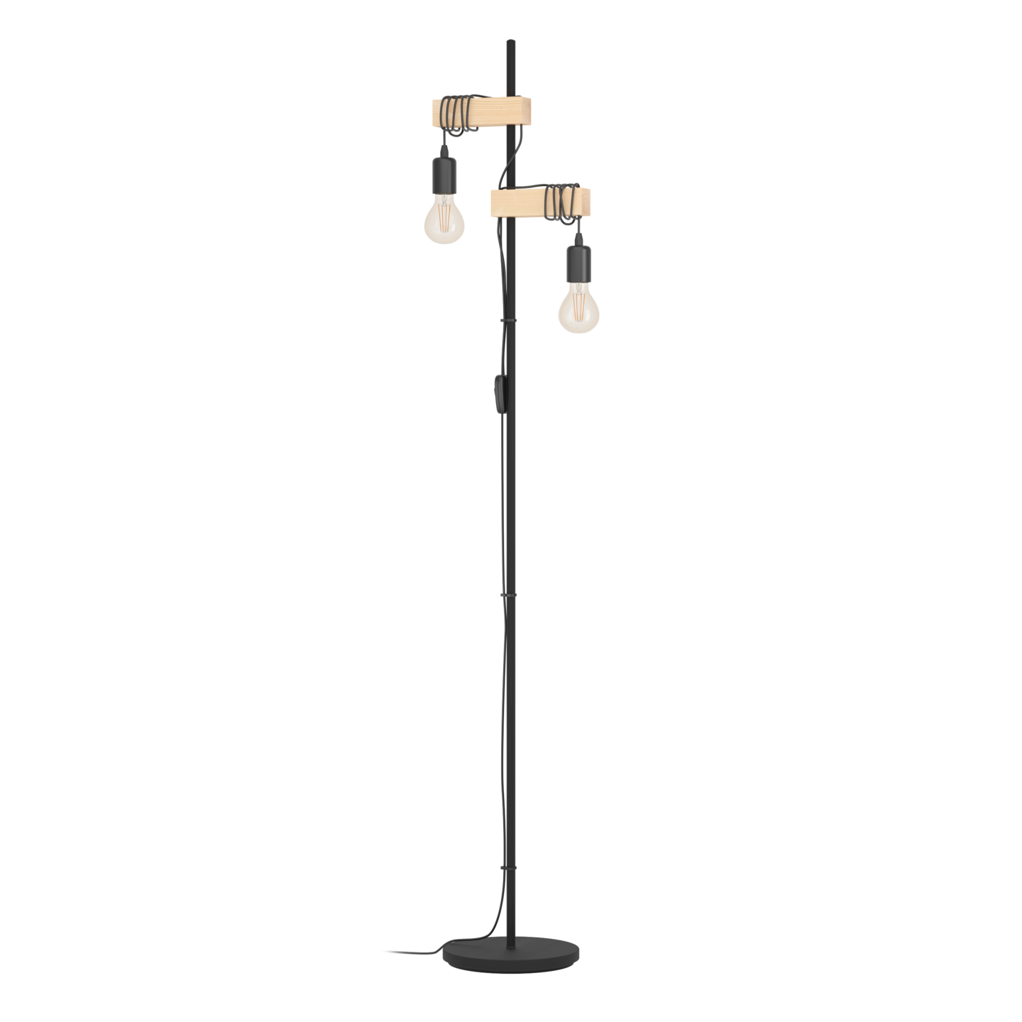 Lattiavalaisin EGLO Townshend E27 2x10W musta/puu