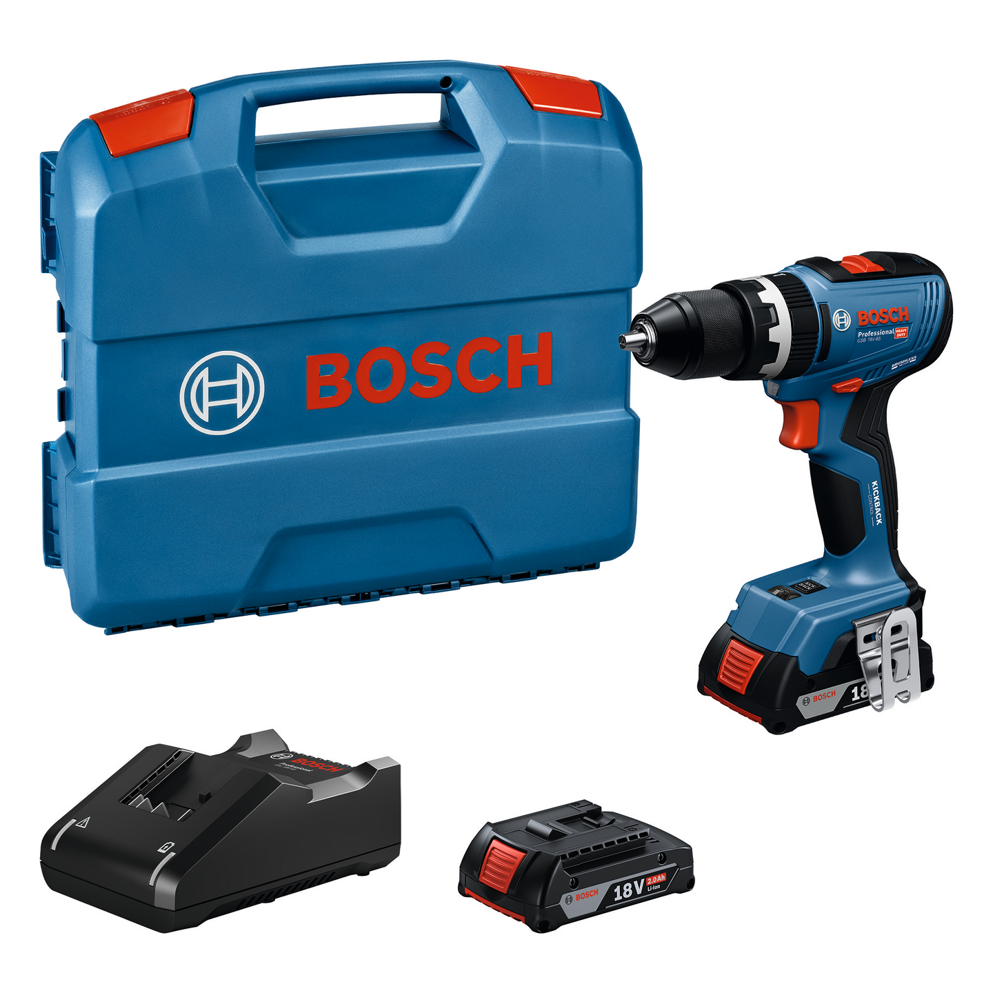 Akkuiskuporakone Bosch GSB 18V-65 2x2,0Ah L-Case