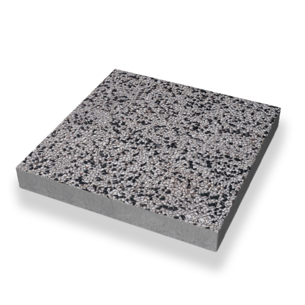 PLATTA VIT/SVART 400X400X50MM TRÄDGÅRDSPLATTA MARMOR