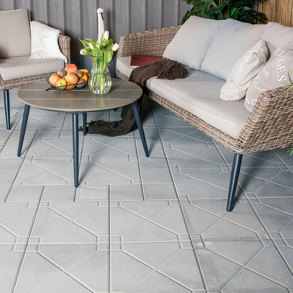 MARKPLATTA BENDERS KATEDRAL PRÄGLAD, FASAD GRÅ F 350X350X60MM