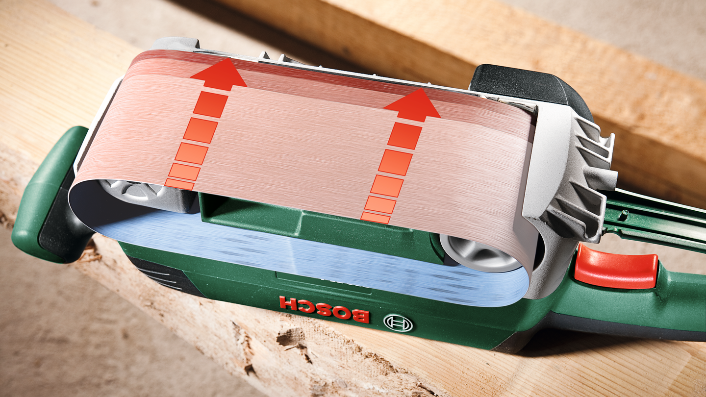 Bandslipar; PBS 75 A; Märkeffekt: 710 W; Bandhastighet: 350 m/min; Slipyta: 76 x 165 mm