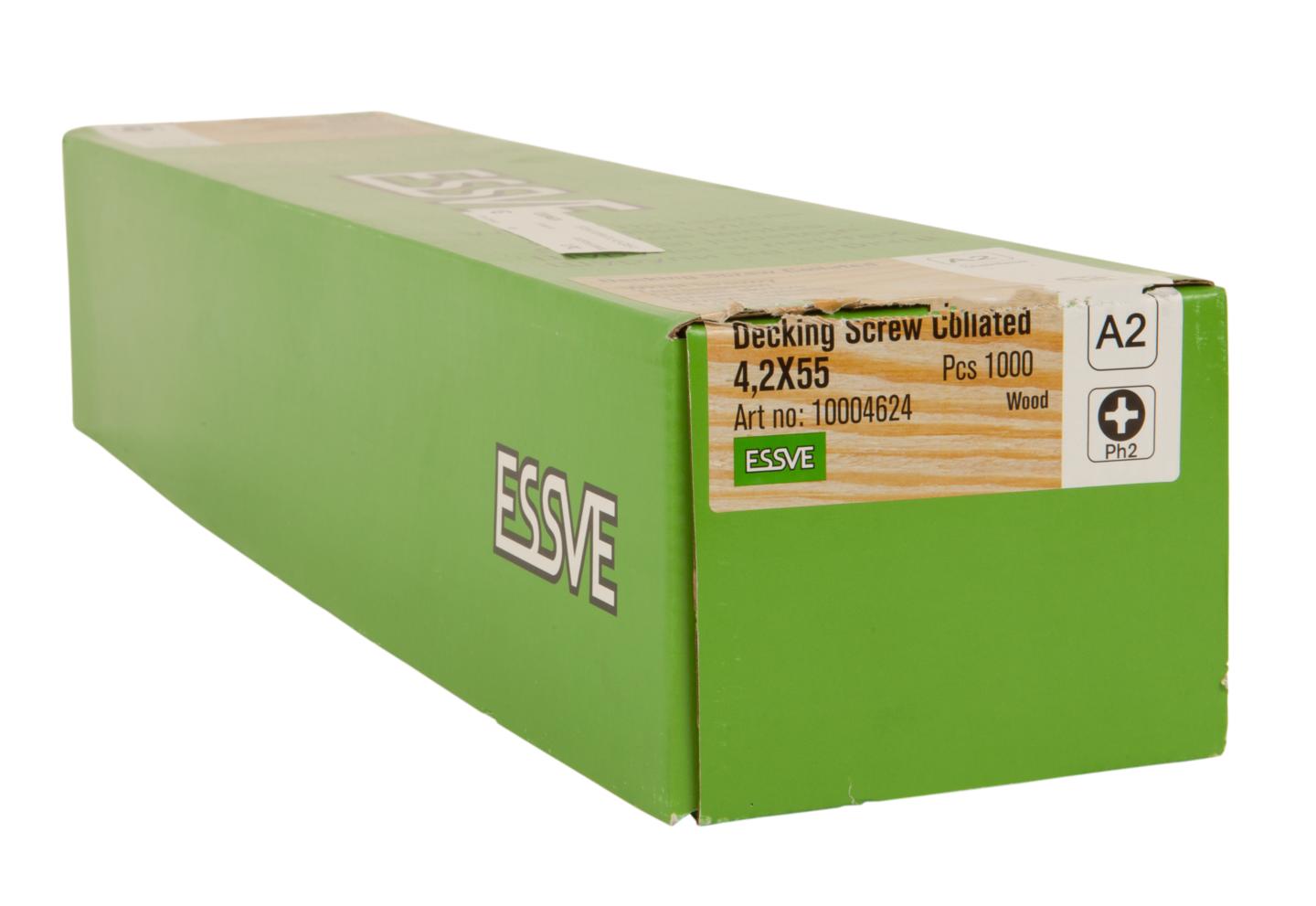 TRALLSKRUV ESSVE BANDAD PH2 ROSTFRI, A2 4,2X55 1000ST