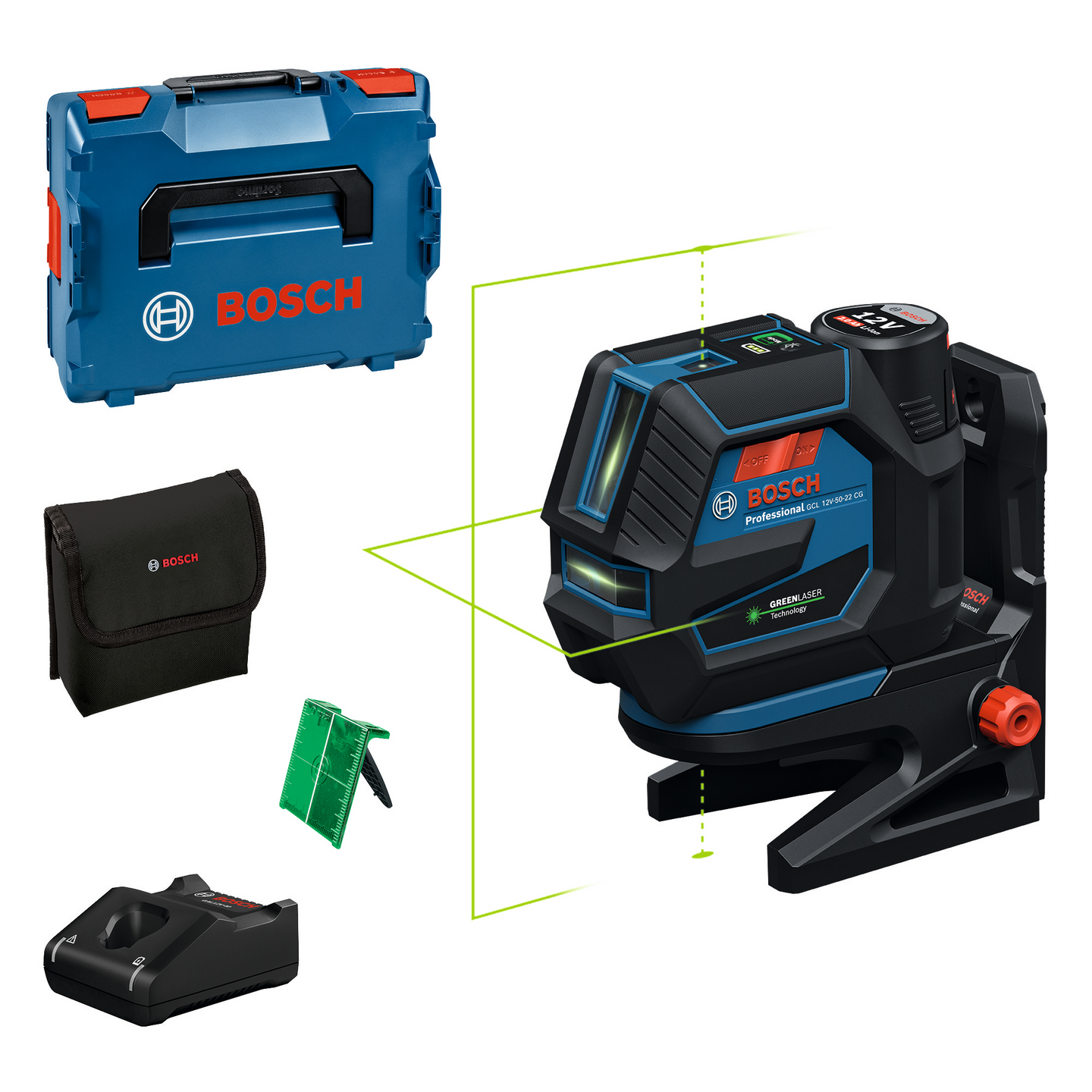 Yhdistelmälaser Bosch GCL 12V-50-22 CG 1x2,0Ah L-Boxx