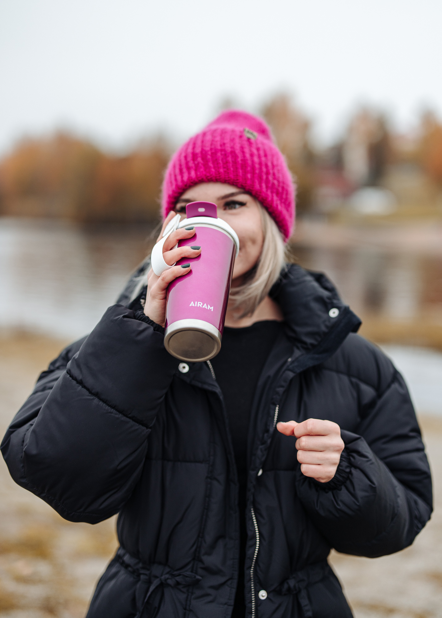 Teräsmuki 0,56L Airam Roosa nauha