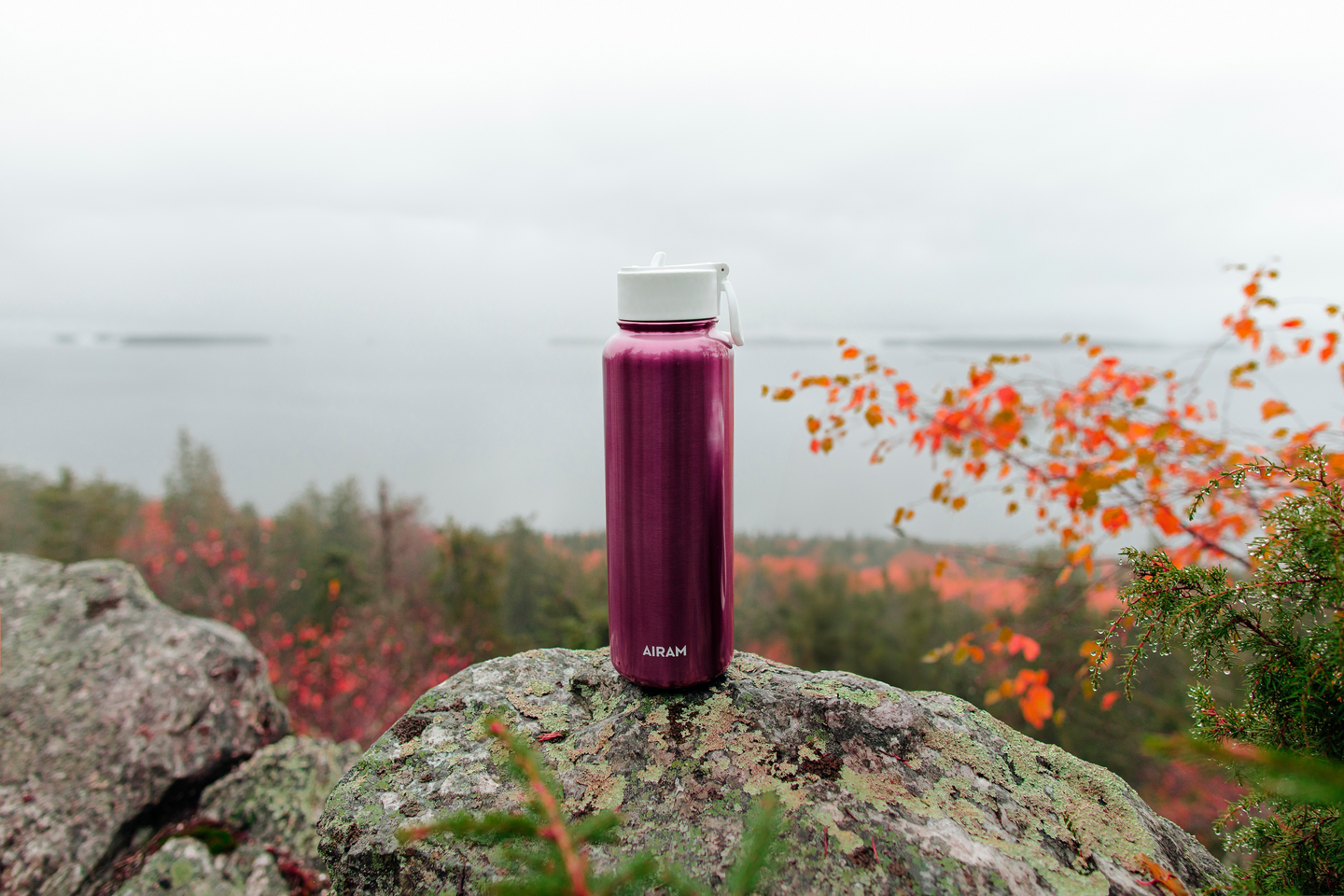 Teräsjuomapullo 1,2L Airam Roosa nauha