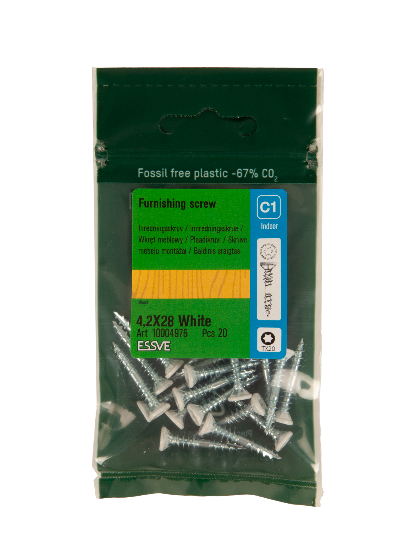 INREDNINGSSKRUV ESSVE FÖR TRÄ VIT, 4,2X28 20ST