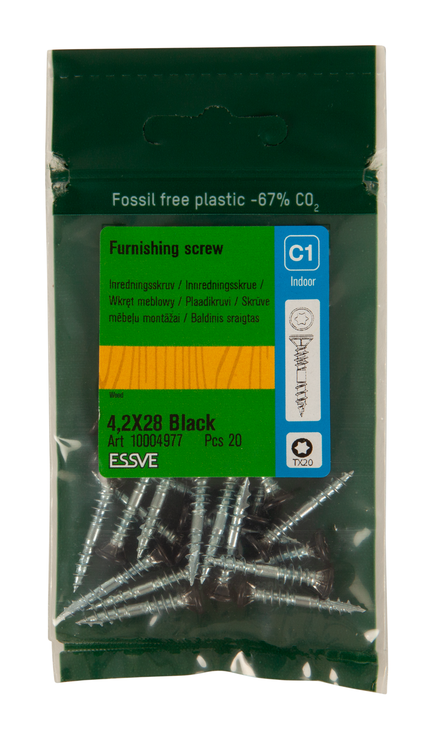 INREDNINGSSKRUV ESSVE FÖR TRÄ SVART, 4,2X28 20ST