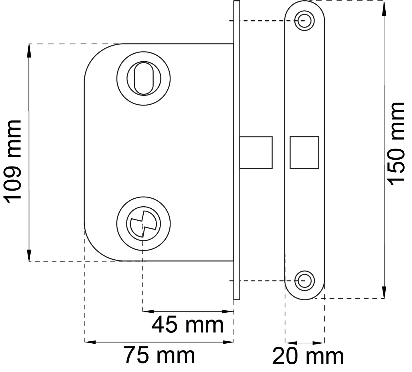 LÅSHUS HABO 62016 KROM SYMMETRISKT FÖR INNERDÖRR