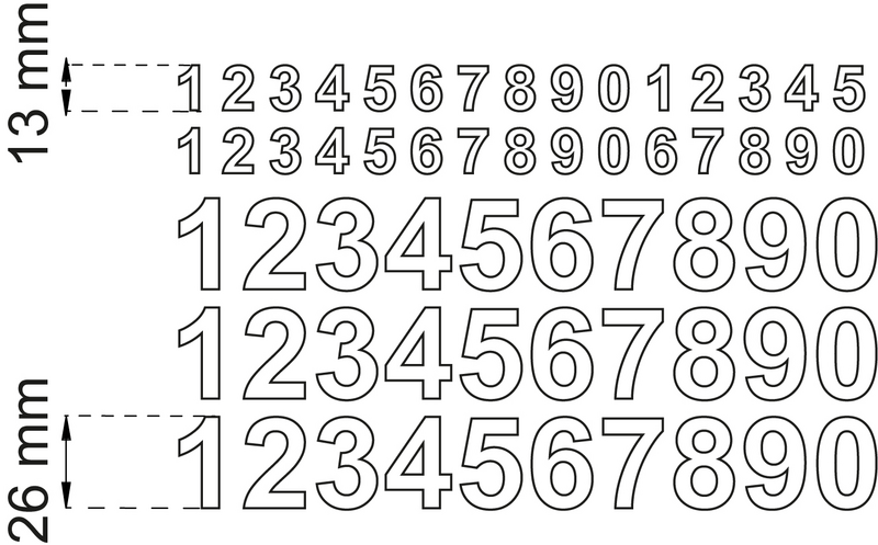 SIFFRA HABO SJÄLVHÄFTANDE 0-9 SVART 13/26MM