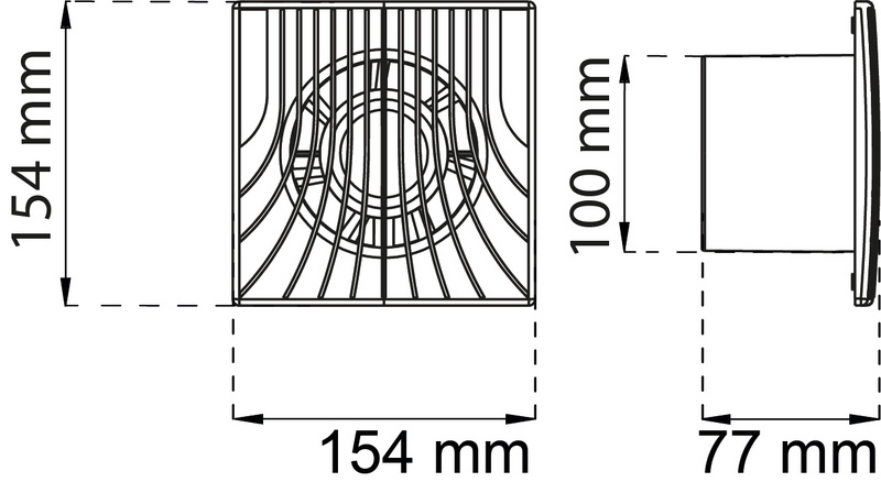 BADRUMSFLÄKT HABO VENTIT CLASSIC D100MM/154X154MM
