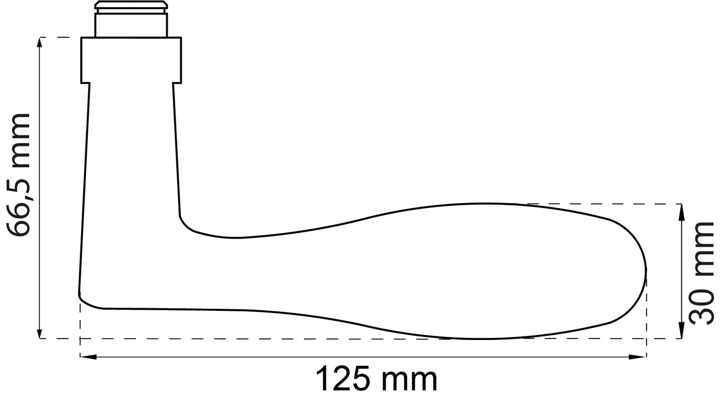 DÖRRHANDTAG HABO 316-4 AARH URM 125, 125MM MASSIV UTAN ROSETT