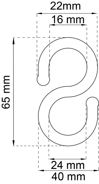S-KROK HABO KÖKSRELING 150 KROM 65MM 6ST