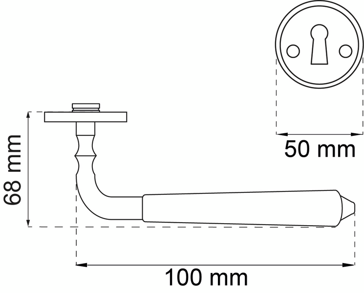 DÖRRTRYCKE HABO A6782 SVART/KROM, INKL NYCKELSKYLT