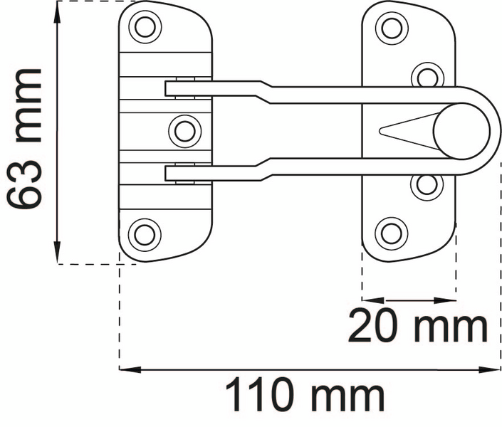 DÖRRSPÄRR 110 UTÅTGÅENDE KROM