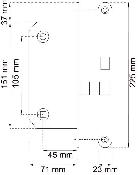 LÅSHUS HABO 6565 ELFÖRZINKAD SYMMETRISKT F YTTER/INNERDÖRR