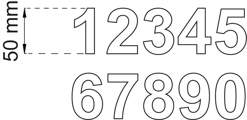 SIFFRA HABO SJÄLVHÄFTANDE 0-9 SVART 50MM 2ST