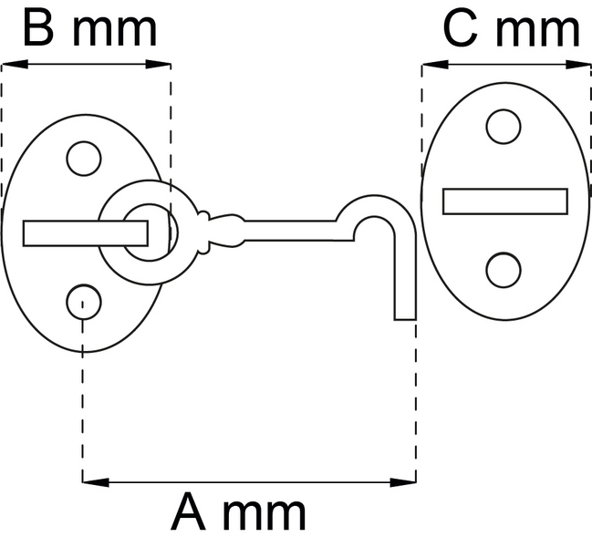 KAJUTHAKE  72MM MÄSSING 7405 POLERAD