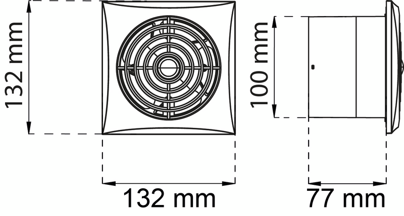 BADRUMSFLÄKT HABO VENTIT SILENCE D100MM/132X132MM