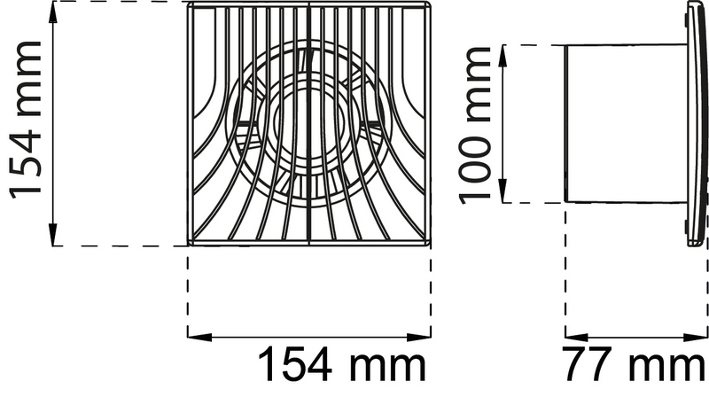 BADRUMSFLÄKT HABO VENTIT SELECTED D100MM/154X154MM