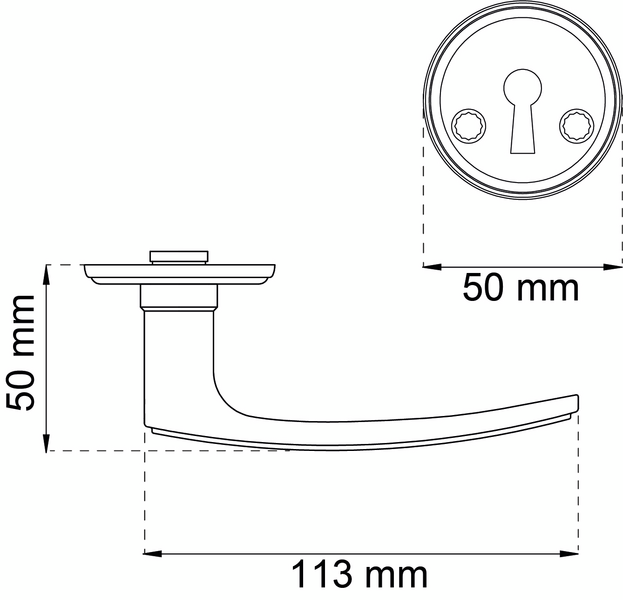 DÖRRHANDTAG HABO ALICANTE B KROM MED NYCKELSKYLT
