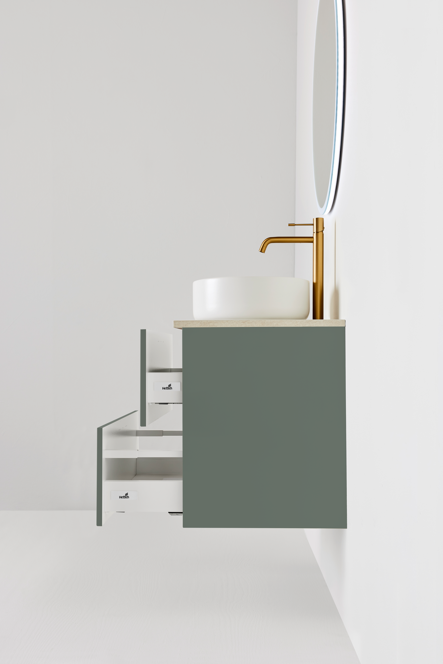 KOMMOD HAFA HAZE 2 LÅDOR 600 GRÖN MED BÄNKSKIVA OCH HANDFAT