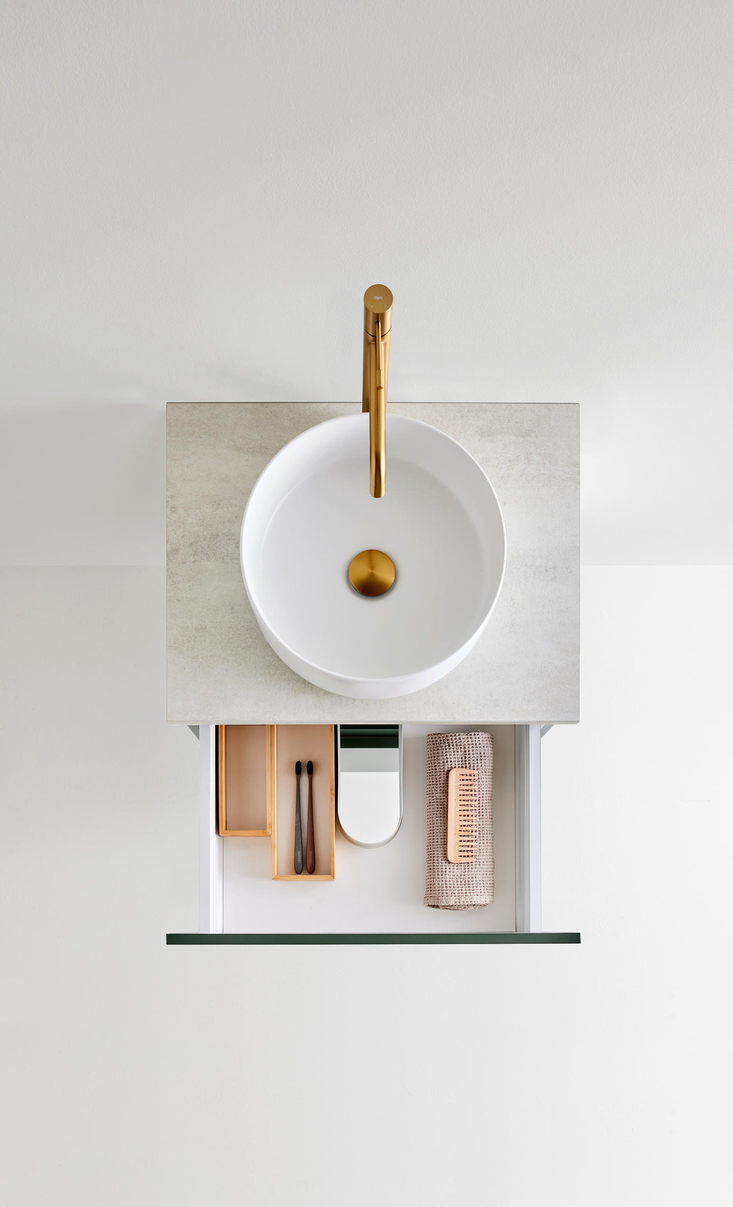 KOMMOD HAFA HAZE 2 LÅDOR 600 GRÖN MED BÄNKSKIVA OCH HANDFAT